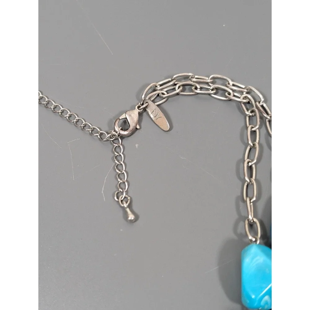 NY&C Blue Beaded‎ Double Strand Statement Necklace 21
